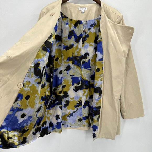 Joan Rivers Jacket Coat Womes Buttons Down Lined Pleated Back Pockets Beige XL - Picture 14 of 14